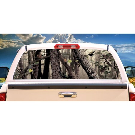 Amistad Window Graphic Truck View Thru Vinyl Decal - Tree Camo Rear AM2059952